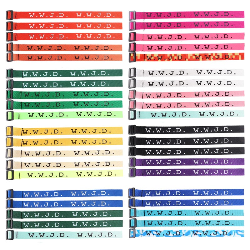 CASDAN 40Pcs W.W.J.D. Webbing Bracelets What Would Jesus Do Christian Bracelets Handmade Colorful Adjustable Religious Woven Wristbands for Fundraisers - Image 1