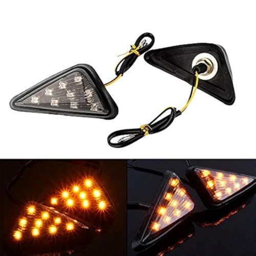 Gear Up Universal Triangle Flush Mount LED Turn Signals Blinker/Indicator For Bajaj Pulsar RS 200,Transparent Color (Set of 2 Pc) - Image 1