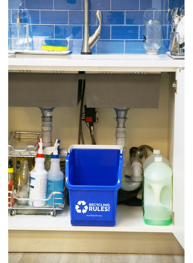Recycling Rules 6 Gallon Stackable Recycling Bin Container in Blue, Eco-Friendly BPA-Free Handy Recycler with Handle, 4-Pack - Image 3