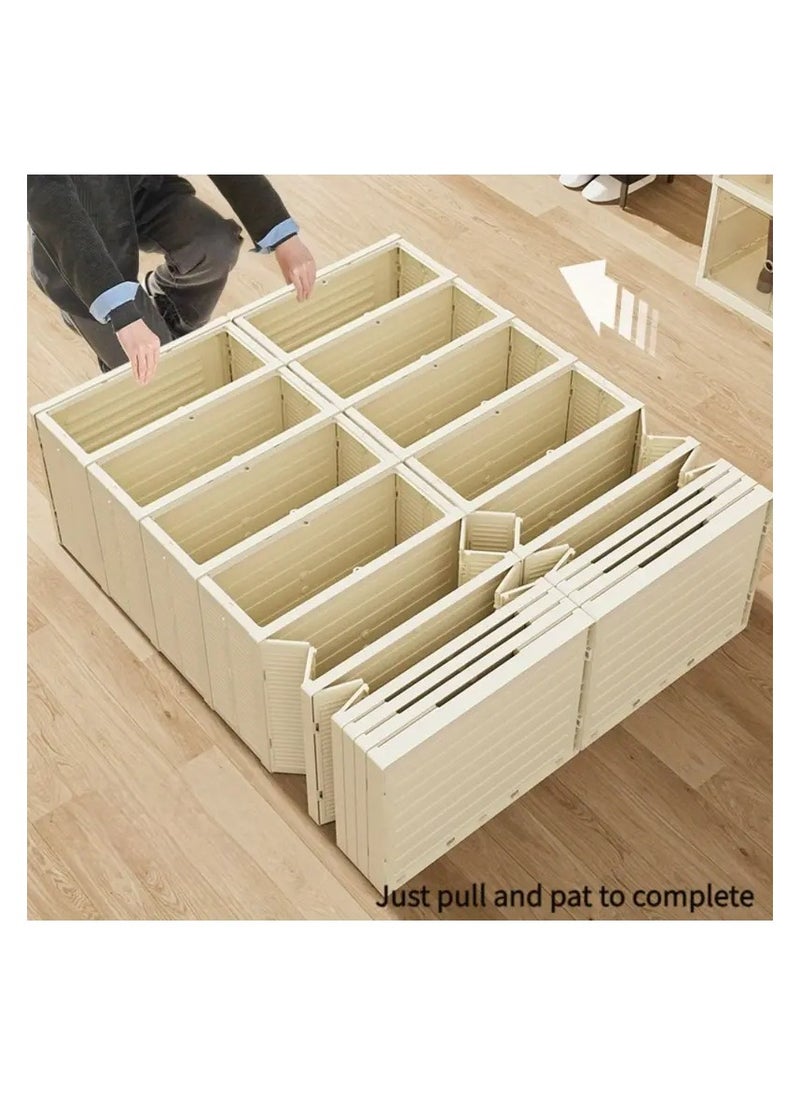 6 Layer Foldable Shoe Rack with Transparent Magnetic Doors Shoe Cabinet Multi Organizer