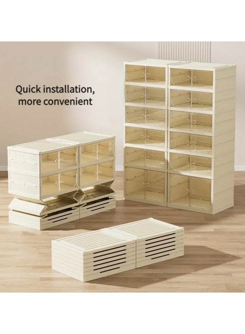 TWEGGON 6 Layer Foldable Shoe Rack with Transparent Magnetic Doors Shoe Cabinet Multi Organizer - Image 3