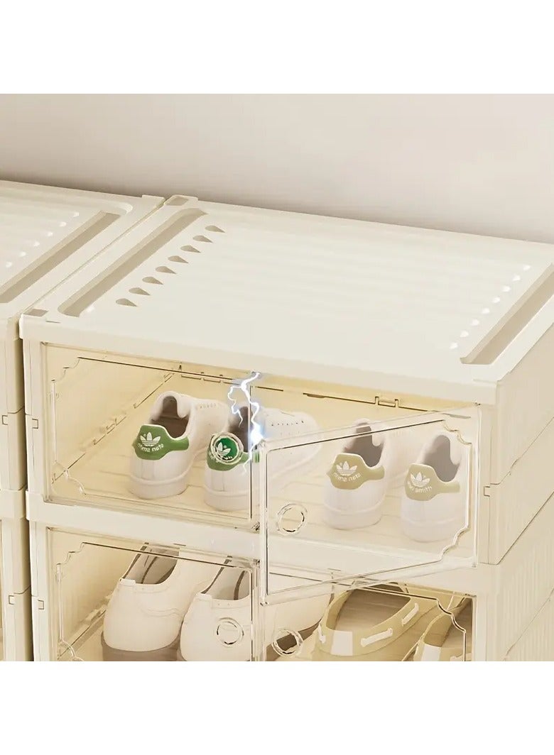 TWEGGON 6 Layer Foldable Shoe Rack with Transparent Magnetic Doors Shoe Cabinet Multi Organizer - Image 2