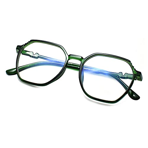 Peter Jones Square Computer Glasses for Women/Girls | Zero Power Blue Light Blocking & UV400 Protection Lenses | Lightweight Anti-Fatigue Eyewear (Size Medium, Model AG5196GR) - Image 1