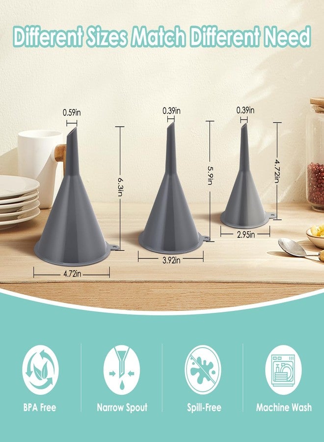 Babelshar Plastic Kitchen Funnel Set of 3, Durable Round Food Grade Cooking Funnels for Kitchen Use Filling Bottles, Multifunctional Small Medium and Large Sizes for Canning, Lab or Car Oil Use - Image 2