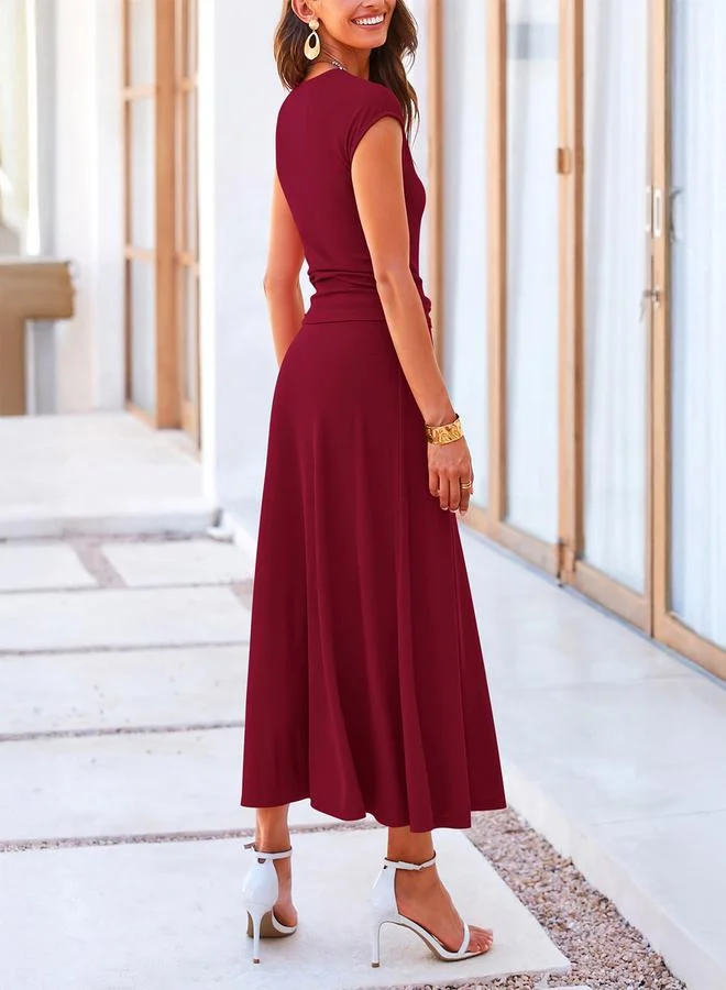 Take Two Solid Tee and Maxi Skirt Set by Styli