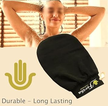 FERIHA Sultana Original Kessa Exfoliating Glove Moroccan Hammam Mitt for Deep Cleansing Dead Skin Keratosis Pilaris Microdermabrasion Scrubber for Spray Tan Removal LongLasting Made in Morocco - Image 5