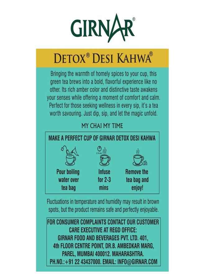 Girnar Food & Beverages Pvt. Ltd. Detox Green Tea (Desi Kahwa) (Pack of 10 Tea Bags,25 grams) - Image 2