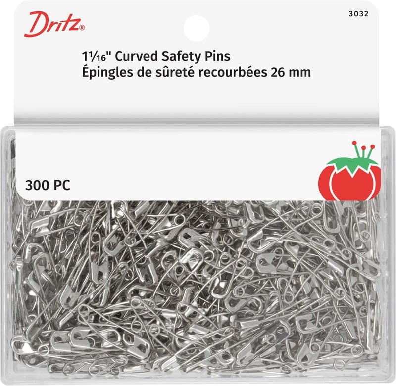 Dritz 1-1/16" Curved Safety Pins - 300 Pack for Quilting and Crafting - Image 1