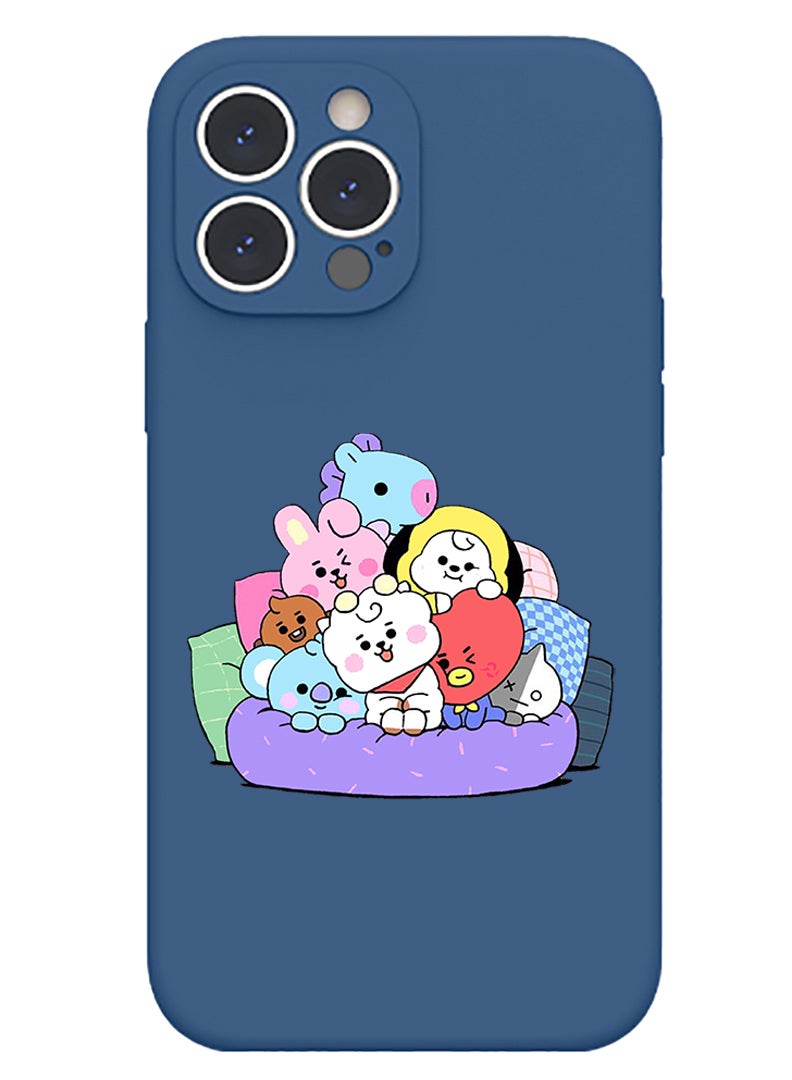Theodor Protective Slim Fit Case Liquid Silicone Cover with Full Body Protection Anti-Scratch Shockproof Case For iPhone 12 Pro Max Blue  - cute pets copy - Image 1