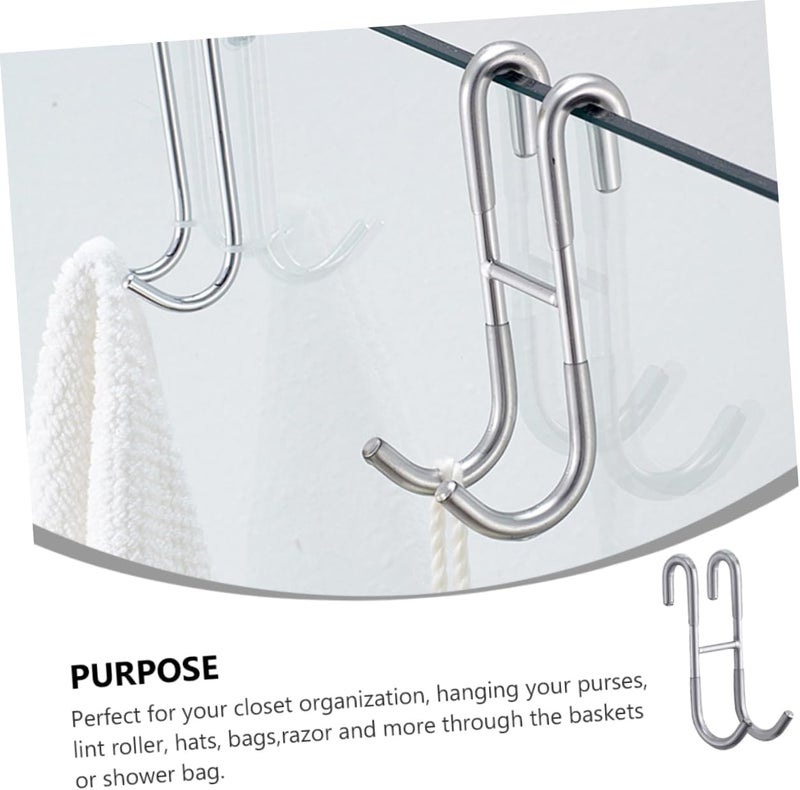 DECHOUS Stainless Steel Hooks – 2-Pack Heavy Duty Bathroom and Kitchen Towel Hangers Rust-Resistant Double Door Hooks for Easy Storage and Organization - Image 4