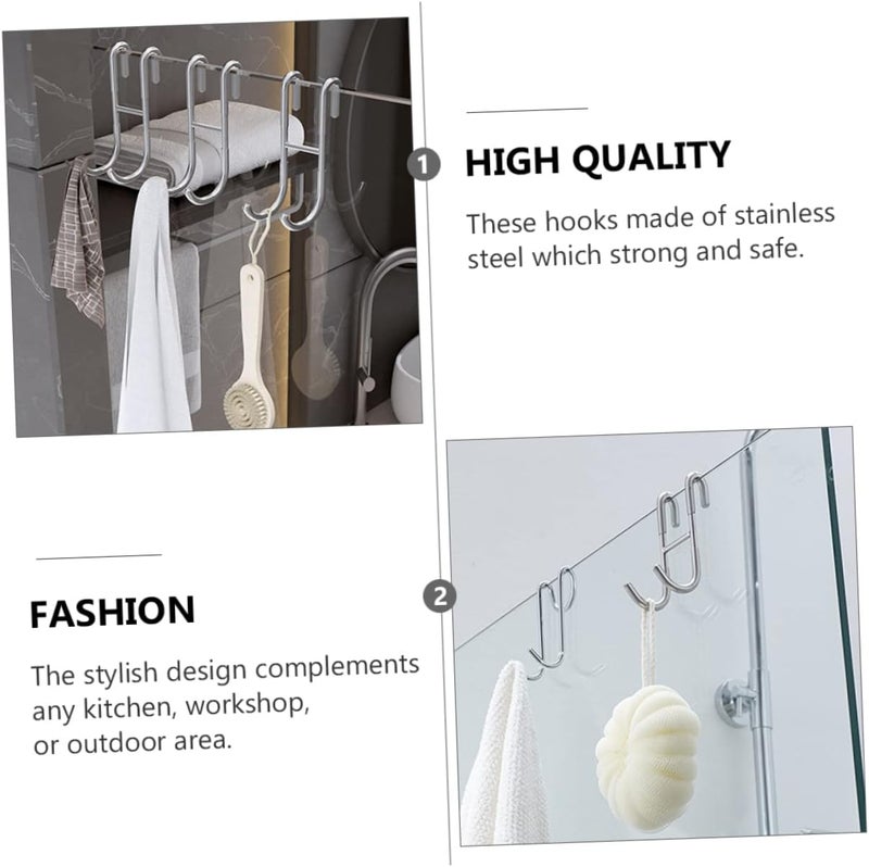 DECHOUS Stainless Steel Hooks – 2-Pack Heavy Duty Bathroom and Kitchen Towel Hangers Rust-Resistant Double Door Hooks for Easy Storage and Organization - Image 2