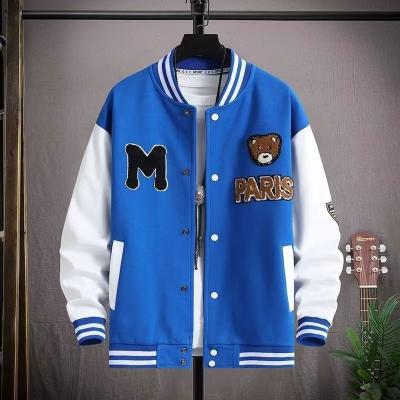Baseball jacket mens spring and autumn fashion brand American high street Pu Shuai Youth Mens loose casual jacket men T329 Blue 