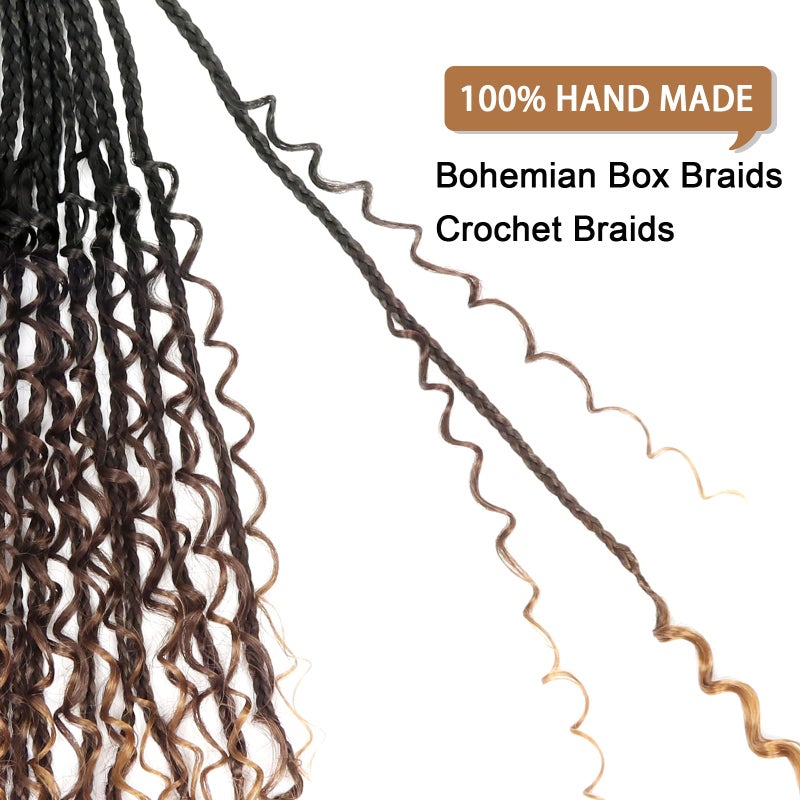 Diha Goddess Box Braids Crochet Hair With Curly Ends 14 Inch Bohomian Box Braids Crochet Braids 8 Packs 3X Crochet Braids Synthetic Braiding Hair Extension for Black Women (14 Inch (Pack of 8), 1B-4-30)â€¦â€¦ - Image 5