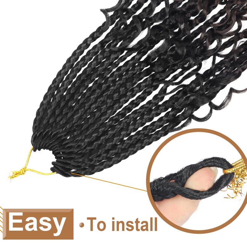 Diha Goddess Box Braids Crochet Hair With Curly Ends 14 Inch Bohomian Box Braids Crochet Braids 8 Packs 3X Crochet Braids Synthetic Braiding Hair Extension for Black Women (14 Inch (Pack of 8), 1B-4-30)â€¦â€¦ - Image 4