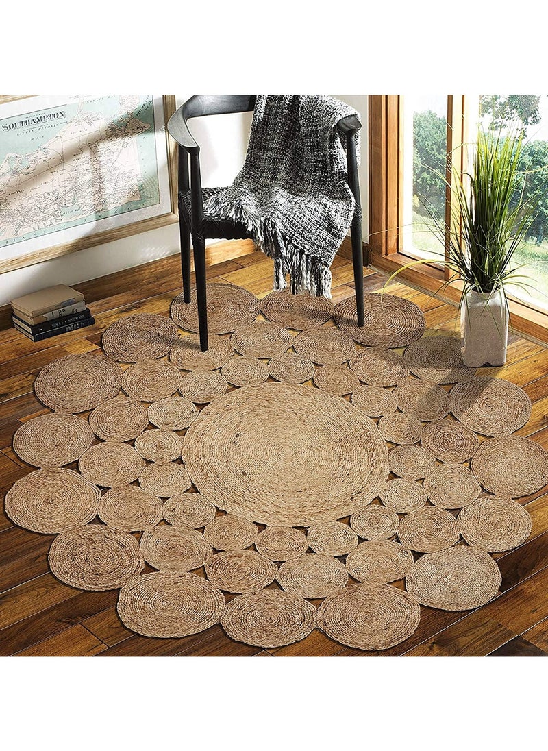 LINGWEI Natural Jute Round Hand Braided Home Decorative Area Rug Universal Round Jute Reversible Rugs Living room Area rug Indoor Outdoor Carpet  - Image 2