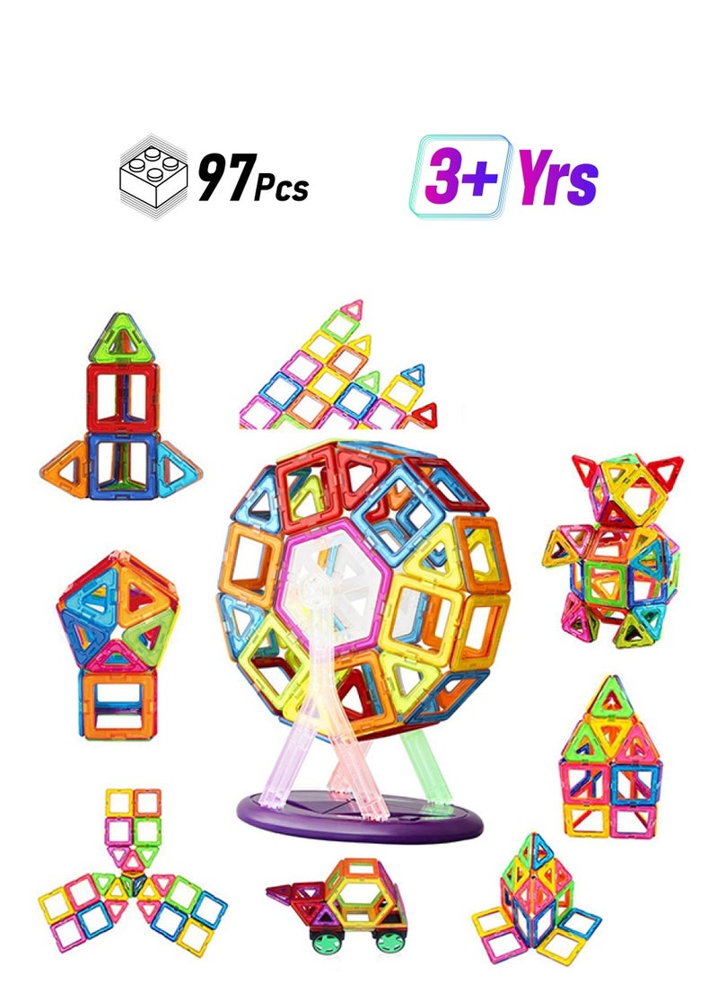 97-Piece Construction Magnetic Blocks Building Toy 3+ Years Durale And Sturdy 97  - Image 1