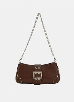 Buckled Faux Leather Shoulder Bag