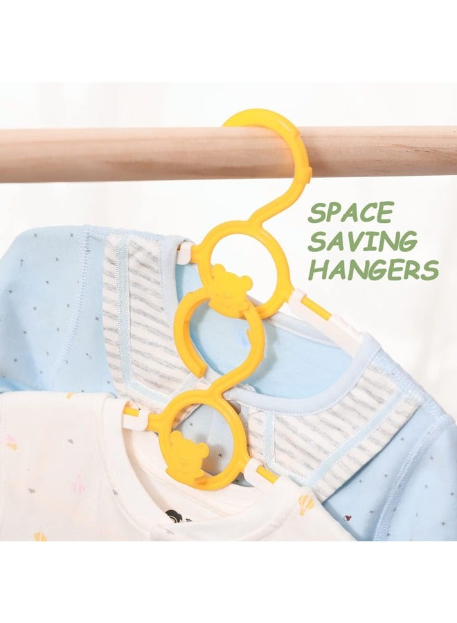 20 Pack Adjustable Baby & Kids Hangers for Nursery,Non-Slip and Extendable Plastic Hangers  for Girl Boy Toddler Kids Baby（Yellow）