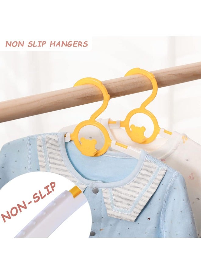 20 Pack Adjustable Baby & Kids Hangers for Nursery,Non-Slip and Extendable Plastic Hangers  for Girl Boy Toddler Kids Baby（Yellow）