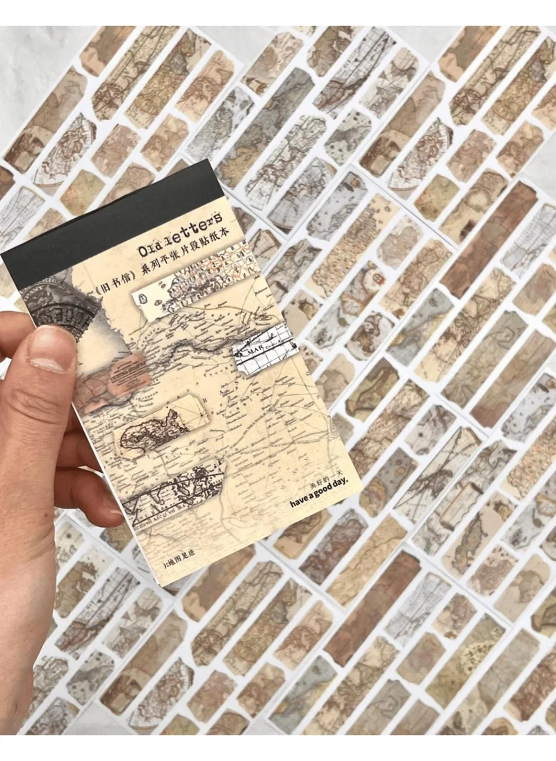 Kağıt Gemi Dükkan Paper Ship Shop Vintage Old Letters Map Patterned 20 Sheets Notebook Sticker / Decal / Bullet Journal