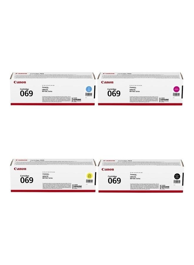 Canon 069Y, 069M, 069C, 069BK 4 Colour Toner Cartridge Compatible to MF753Cdw, MF751Cdw and LBP674Cdw Printers Multicolour - Image 1