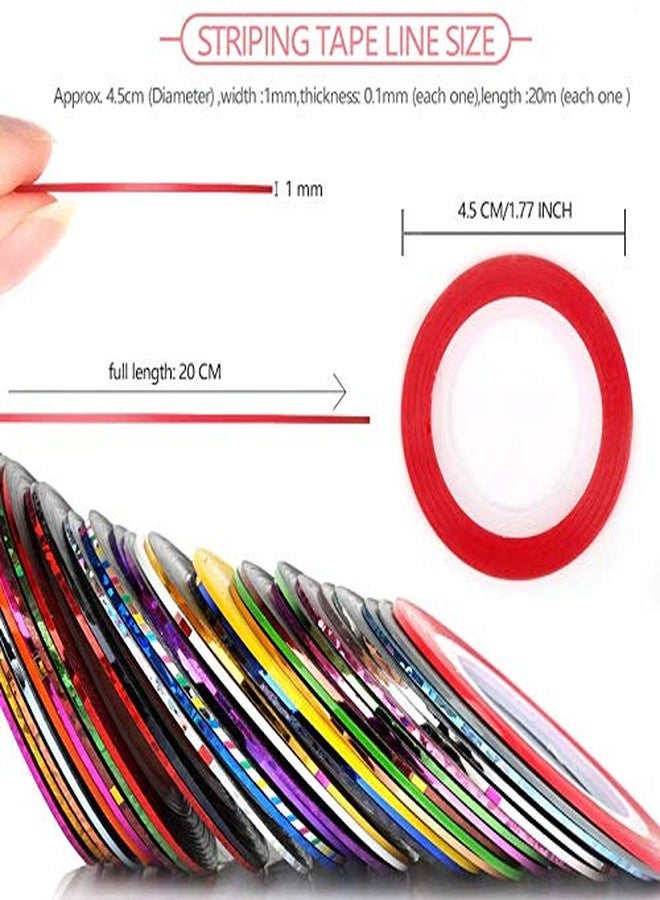 Belicia 10 Colors Striping Tape Line, Multicolor Rolls Striping Tape Line Nail Art Decoration Sticker DIY Nail Tip - Image 2
