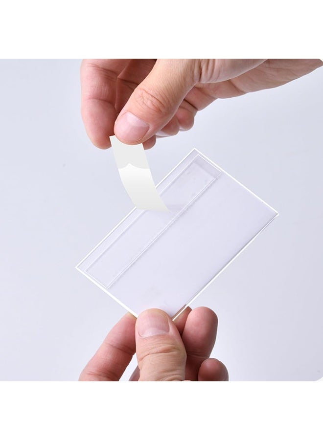 Slasa SLASA Mini Acrylic Sign Holder Self-Adhesive – 10 Pack (70×50mm / 2.76×1.97 in) Clear Price Card Display Stand for Retail, Store, Office - Image 4