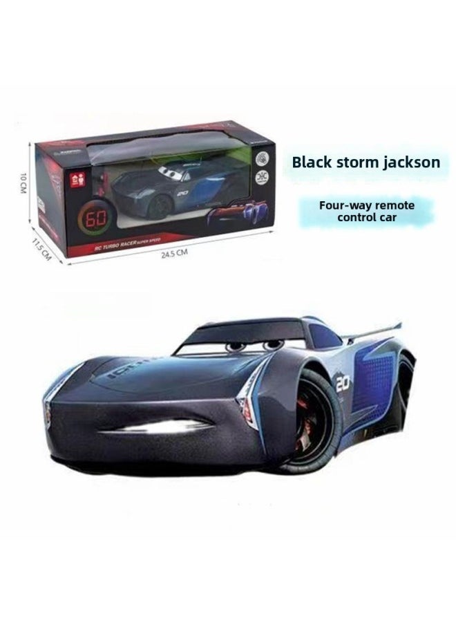 Generic Remote Control Racing Story Toy Lightning McQueen Rechargeable Car Model Remote Control Car Boy Toy Simulation Racing Car-Color:Black Storm [equipped With A Set Of Chargers]  - Image 1