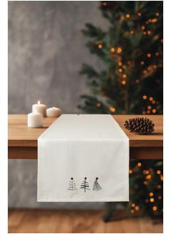 Koza Home Koza Home Charm Special Pine Tree Embroidered Cream Runner 45X140 35262A 45 x 140  - Image 1