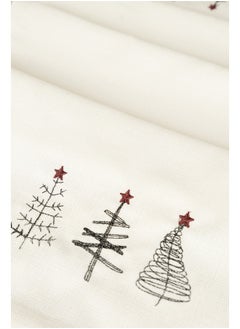 Koza Home Koza Home Charm Special Pine Tree Embroidered Cream Runner 45X140 35262A 45 x 140  - Image 3