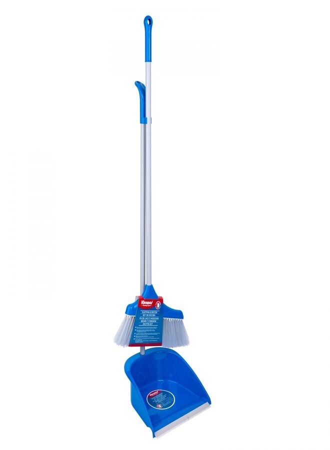 Kleaner Long Handle Dustpan With Broom Blue