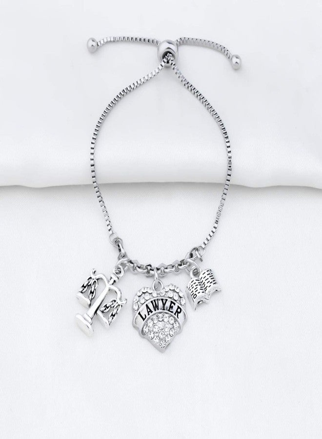MYOSPARK Scales of Justice Lawyer Rhinestone Heart Bracelet Attorney Jewelry Law School Graduation Gift (lawyer chain bracelet white) - Image 4