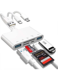 قارئ بطاقات الذاكرة 5 في 1، ومحول USB OTG وقارئ بطاقات SD لأجهزة i-Phone/i-Pad وUSB C وما إلى ذلك