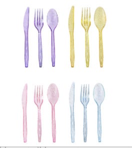 New mermaid mermaid childrens cartoon birthday disposable knife, fork and spoon paper cup tissue paper plate tableware set Spoon * 16