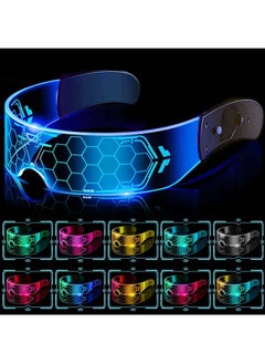 LED Light Up Glasses, Cyberpunk Luminous Visor Glasses, Unique 7 Colors Rechargeable Futuristic Style Party Glasses, Cool Neon Glow Shine Goggles for Cosplay