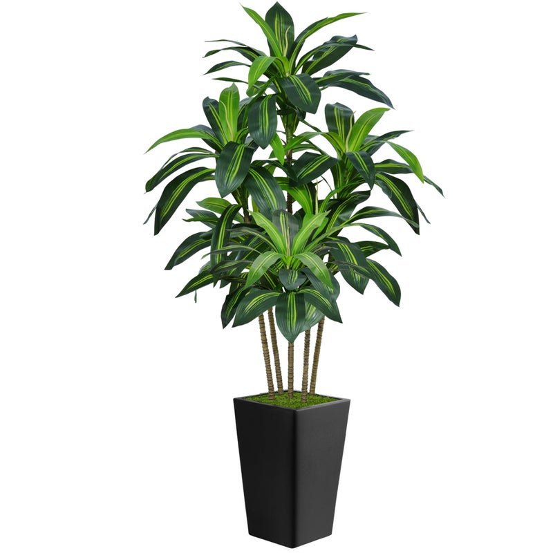 Flydeer 6FT Artificial Dracaena Tree, Fake Tree Indoor with Black Tall Planter,Tall Artificial Plants Indoor,Artificial Silk Tree for Home Office Decor (Black) - Image 1