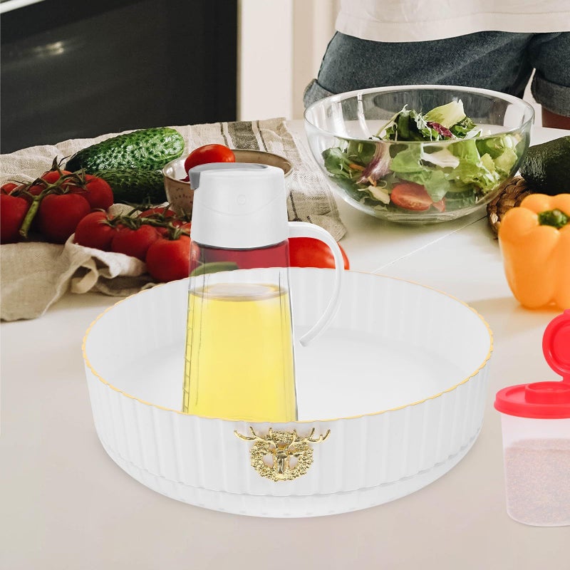 Rotatable 360 Degree Countertop Spice Rack Stand For Kitchen Condiments White With Gold Trim Household Seasoning Organizer Storage - Image 5