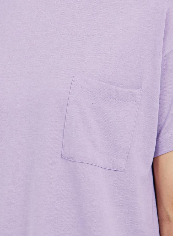 Styli Dropped Shoulder Pocket T-Shirt and Button Placket Pyjama Shorts Set - Image 4