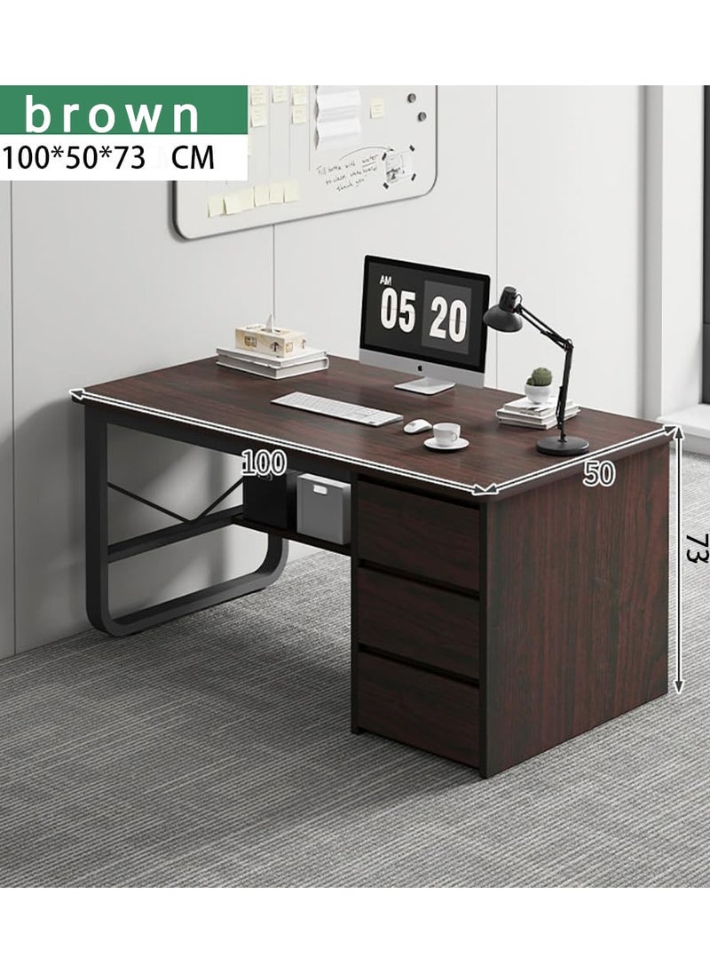 CityRiya-Long Computer Desk, Gaming Desk, Home Office Desk Work Table, Executive Desk with Storage Cabinet, 100*50*73cm Laptop PC Desk Study Writing Table,  Large Workstation Business Furniture  - Image 4