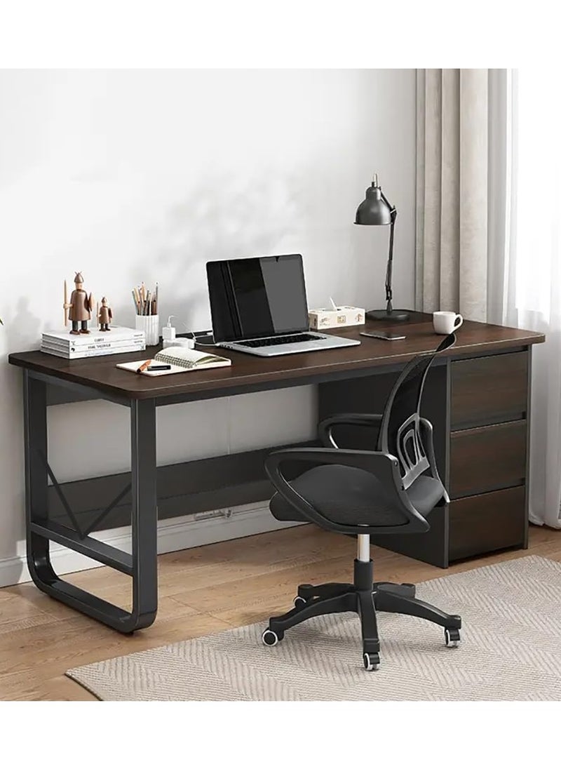 CityRiya-Long Computer Desk, Gaming Desk, Home Office Desk Work Table, Executive Desk with Storage Cabinet, 100*50*73cm Laptop PC Desk Study Writing Table,  Large Workstation Business Furniture  - Image 2