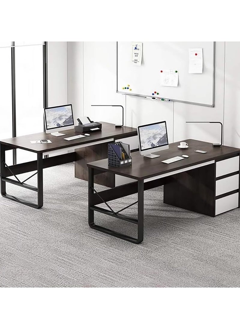 CityRiya-Long Computer Desk, Gaming Desk, Home Office Desk Work Table, Executive Desk with Storage Cabinet, 100*50*73cm Laptop PC Desk Study Writing Table,  Large Workstation Business Furniture  - Image 3