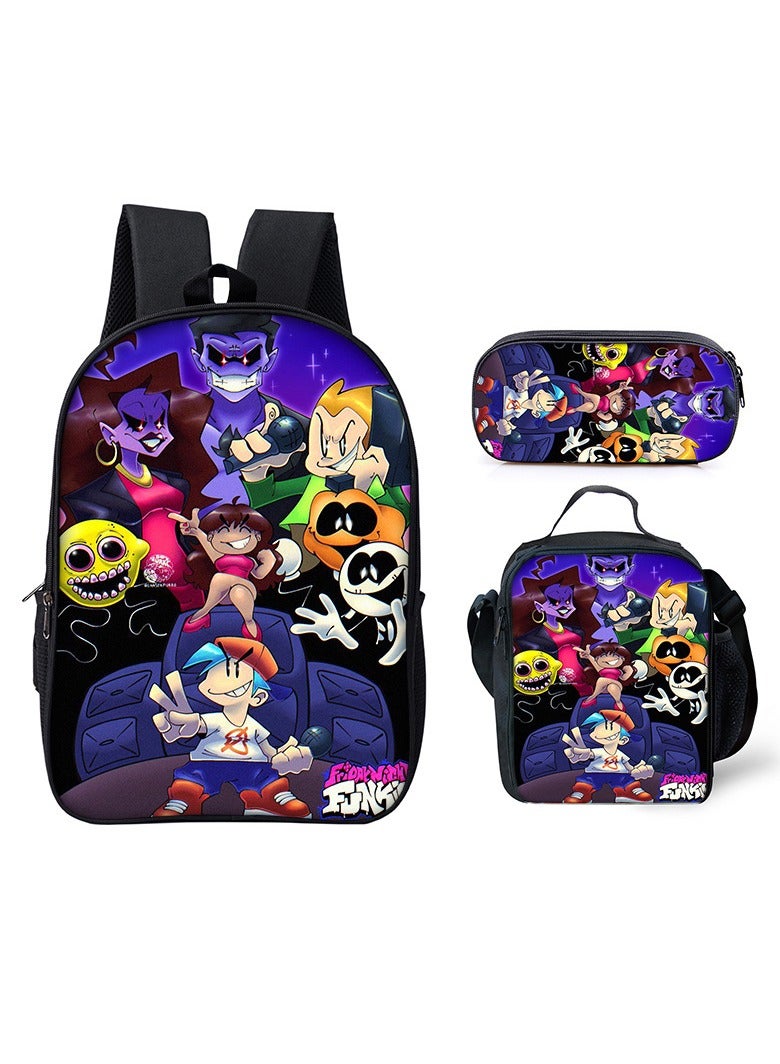 Cartoon Peripheral Pattern Student Backpack Three-piece Printed School Bag