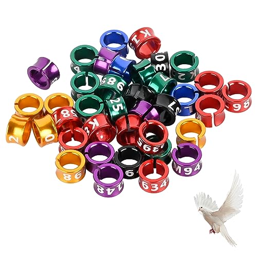 STPCTOU Open Bird Ring Bird Leg Bands Rings Open Bird Leg Rings Aluminum Split Bird Leg Rings Ldentifying Pigeons Training Rings Hibiscus Birds Parrots Peonies Doves Mixed Colors 50 PCS Per Pack - Image 1