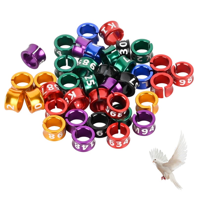 STPCTOU Open Bird Ring Bird Leg Bands Rings Open Bird Leg Rings Aluminum Split Bird Leg Rings Ldentifying Pigeons Training Rings Hibiscus Birds Parrots Peonies Doves Mixed Colors 50 PCS Per Pack - Image 2