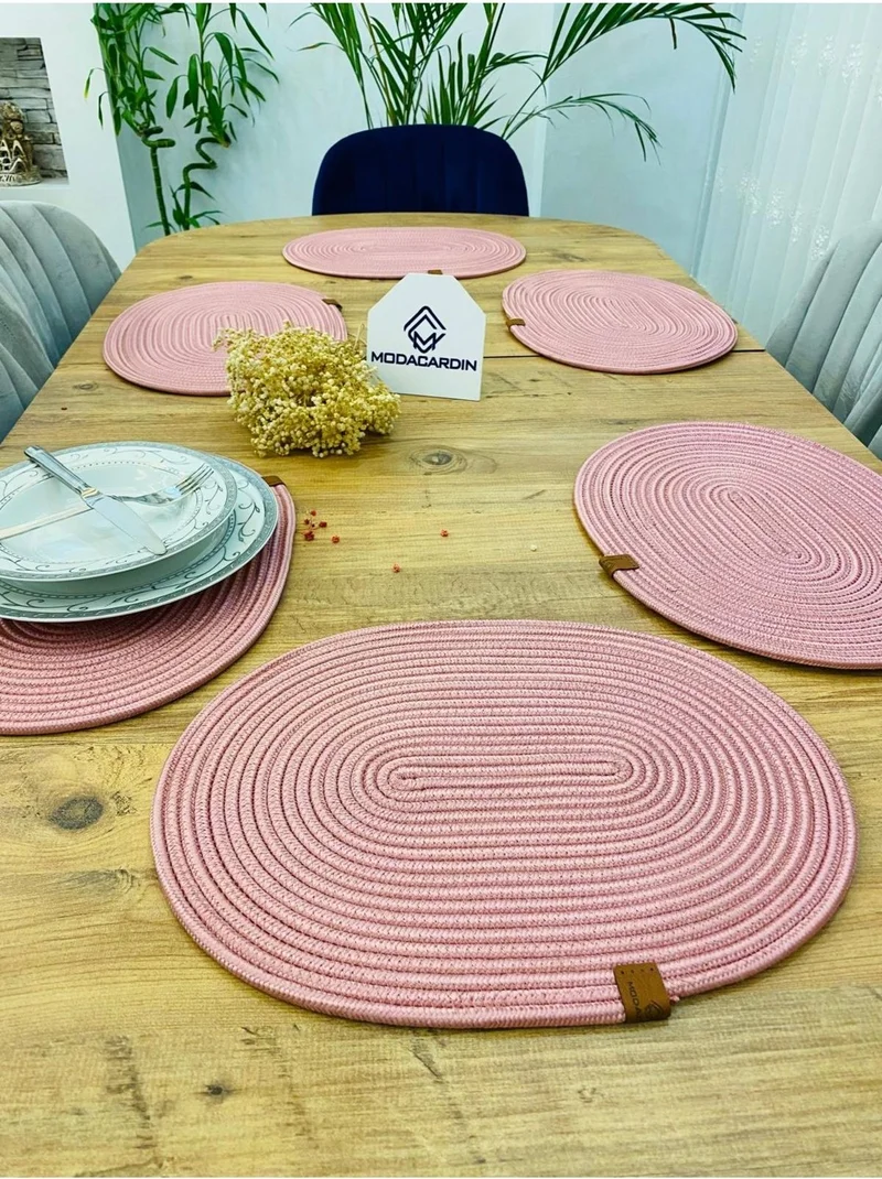 بدز ديري BDZ Leather Wicker Jute Presentation Plate American Service Oval Subpla 6 Pieces