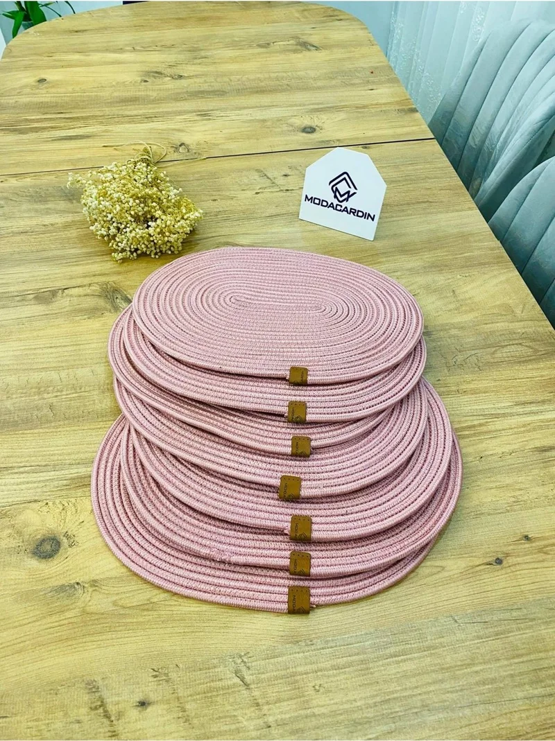 بدز ديري BDZ Leather Wicker Jute Presentation Plate American Service Oval Subpla 6 Pieces