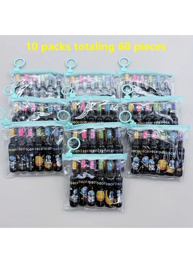 60 Pieces Astronaut Themed Drifting Bottle Fluorescent Markers 6 Colors Set For Journals Notes - Image 1