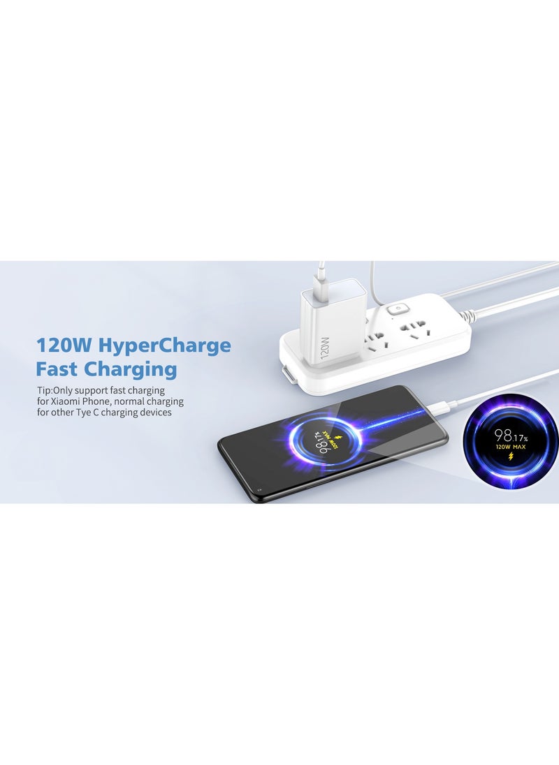 GOLDEN PLUS - 120W Fast Charger and Cable for Xiaomi, ACAGET 6A/1M 120W HyperCharge Cable, USB C Cable, Turbo Charging for Xiaomi 14 Ultra 13T Pro 13 12T 12 11T for Redmi Note 12 Pro Mi11 for POCO - Image 1