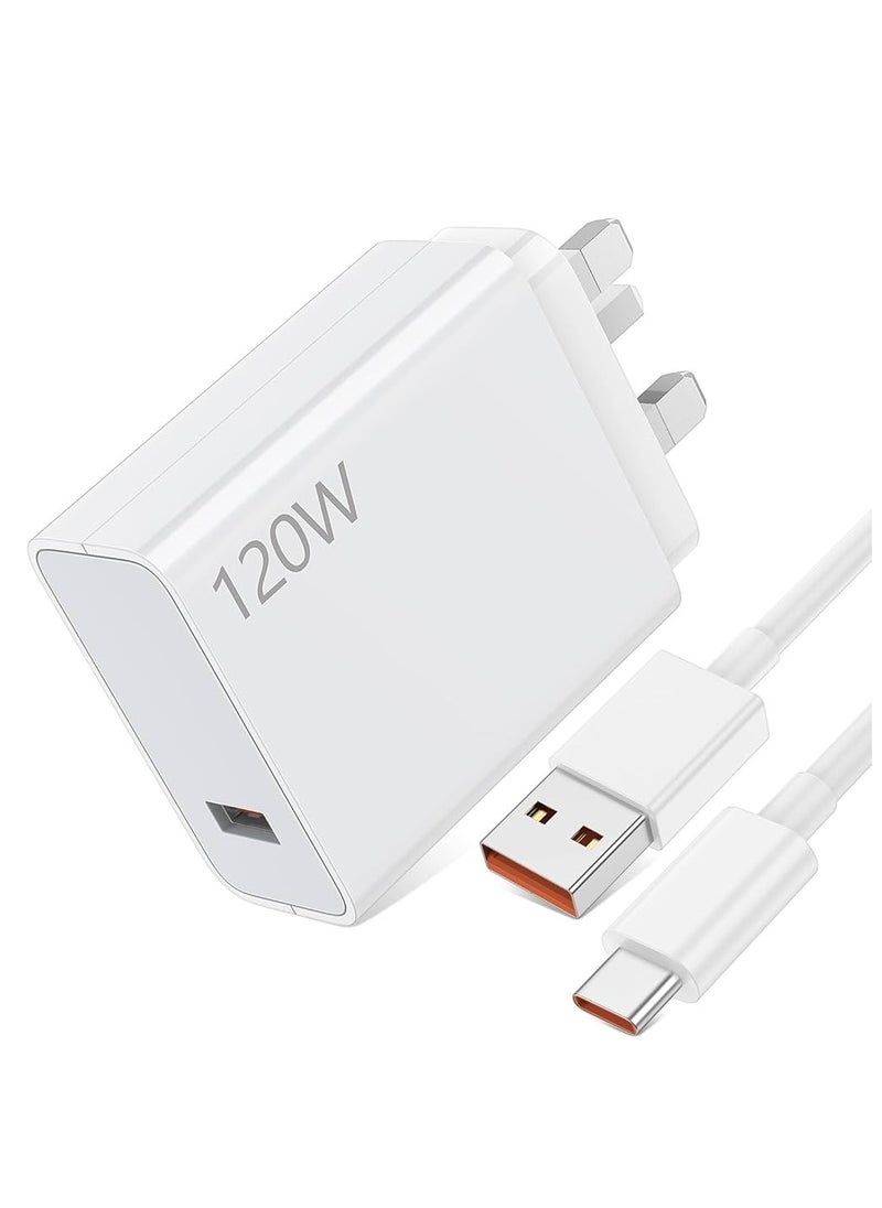 GOLDEN PLUS - 120W Fast Charger and Cable for Xiaomi, ACAGET 6A/1M 120W HyperCharge Cable, USB C Cable, Turbo Charging for Xiaomi 14 Ultra 13T Pro 13 12T 12 11T for Redmi Note 12 Pro Mi11 for POCO - Image 1
