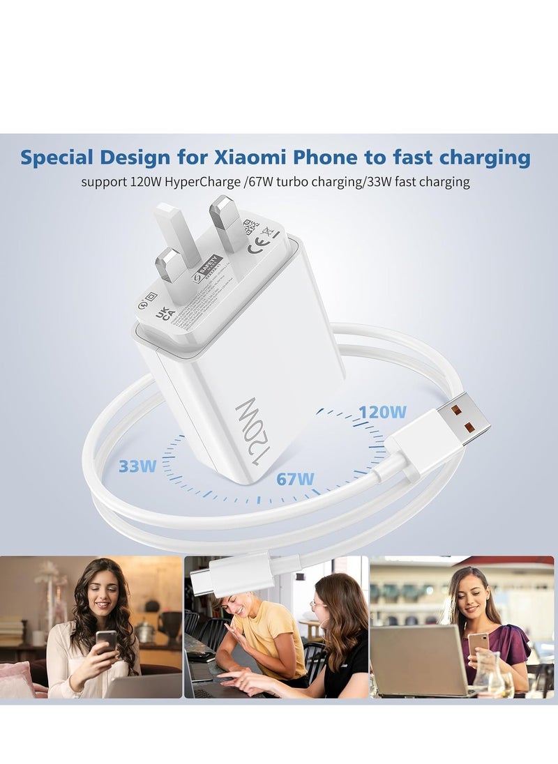GOLDEN PLUS - 120W Fast Charger and Cable for Xiaomi, ACAGET 6A/1M 120W HyperCharge Cable, USB C Cable, Turbo Charging for Xiaomi 14 Ultra 13T Pro 13 12T 12 11T for Redmi Note 12 Pro Mi11 for POCO - Image 1